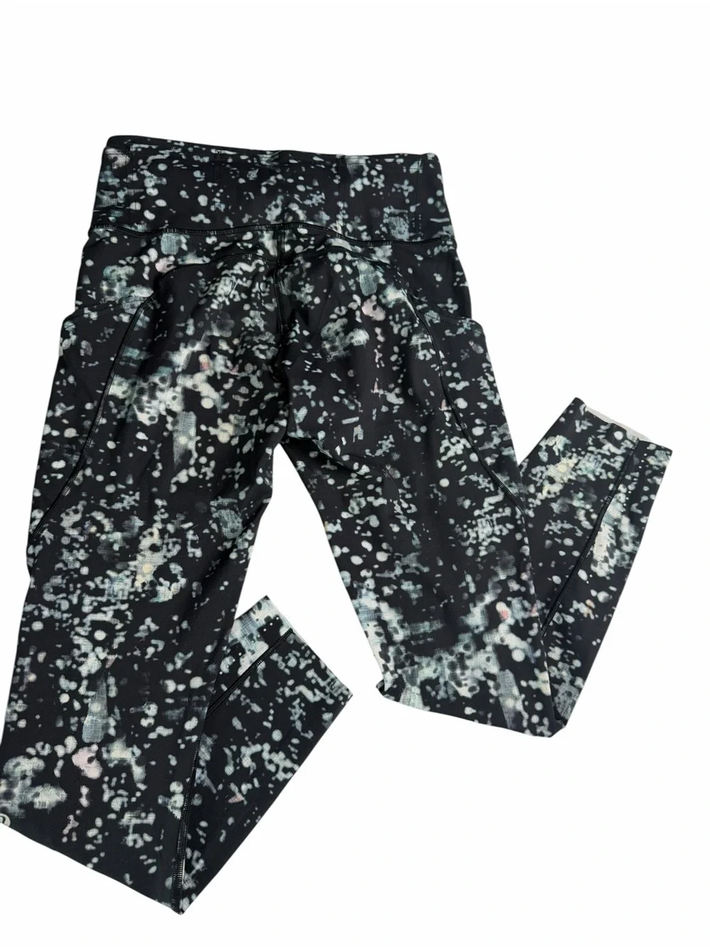 Lululemon Fast and Free Tights Pixel Haze Multi Black leggings w pockets 6